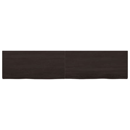 Wastafelblad 220x50x(2-4) cm behandeld massief hout donkerbruin