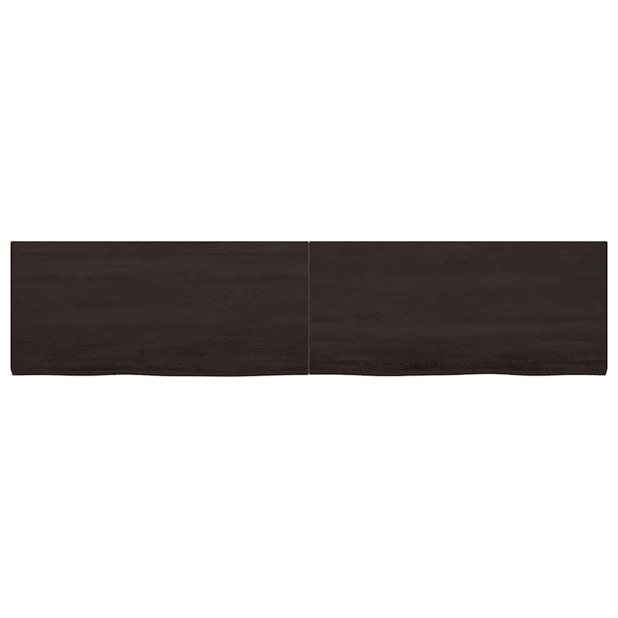 Wastafelblad 220x50x(2-4) cm behandeld massief hout donkerbruin