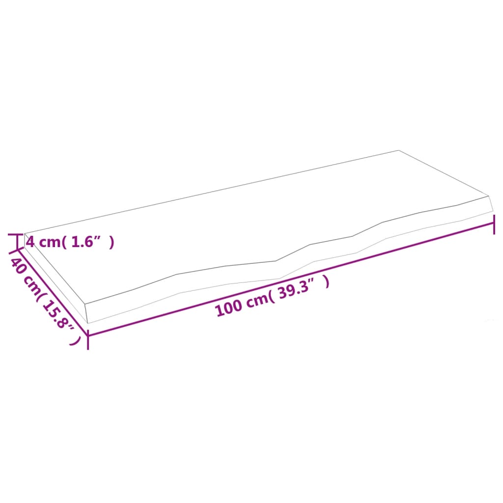 Tafelblad 00X40X(2-4) Cm Onbehandeld Massief Eikenhout Naturel 100 x 40 x 4 cm