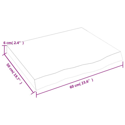 Tafelblad 60X50X(2-6) Cm Behandeld Massief Eikenhout Lichtbruin 60 x 50 x 6 cm