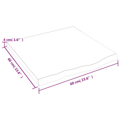 Tafelblad 60X60X(2-4) Cm Behandeld Massief Eikenhout Lichtbruin 60 x 60 x 4 cm