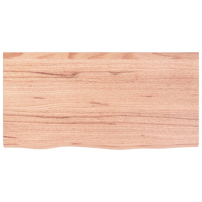 Tafelblad 80X40X(2-6) Cm Behandeld Massief Eikenhout Lichtbruin 80 x 40 x 6 cm