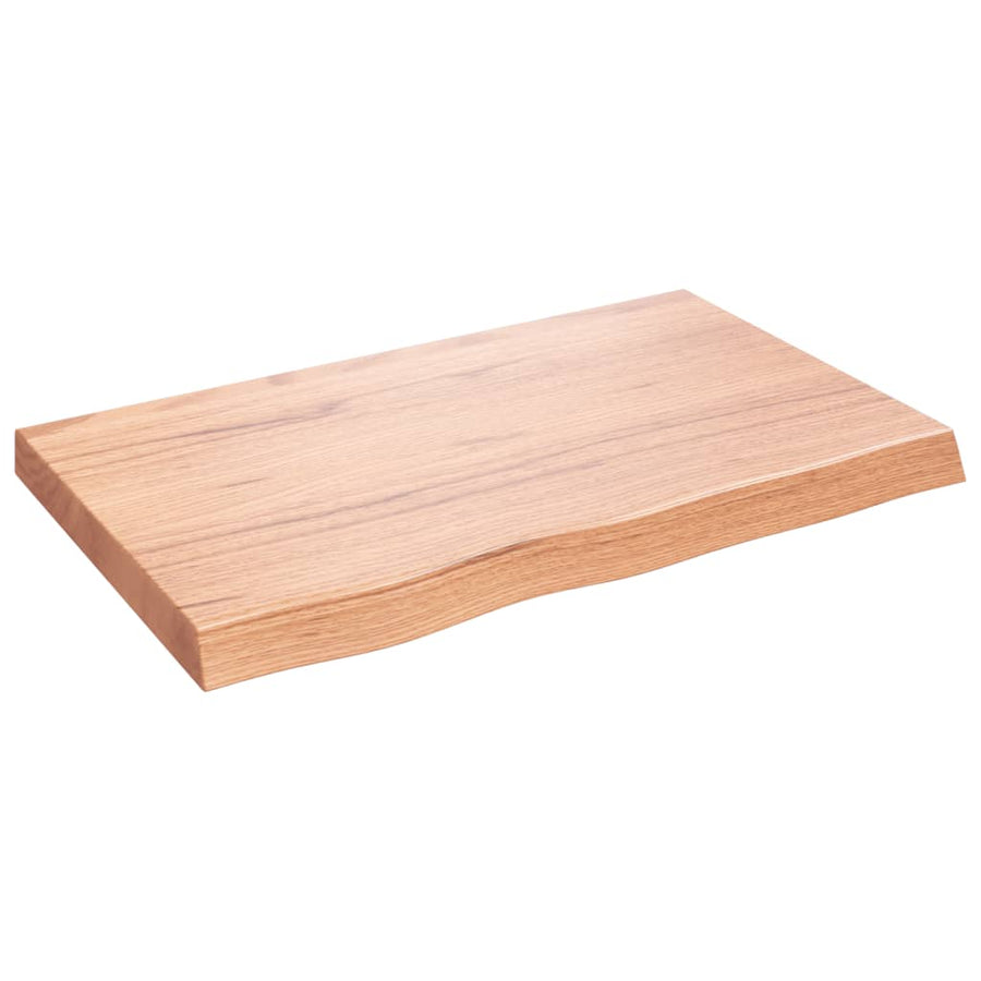 Tafelblad 80X50X(2-6) Cm Behandeld Massief Eikenhout Lichtbruin 80 x 50 x 6 cm