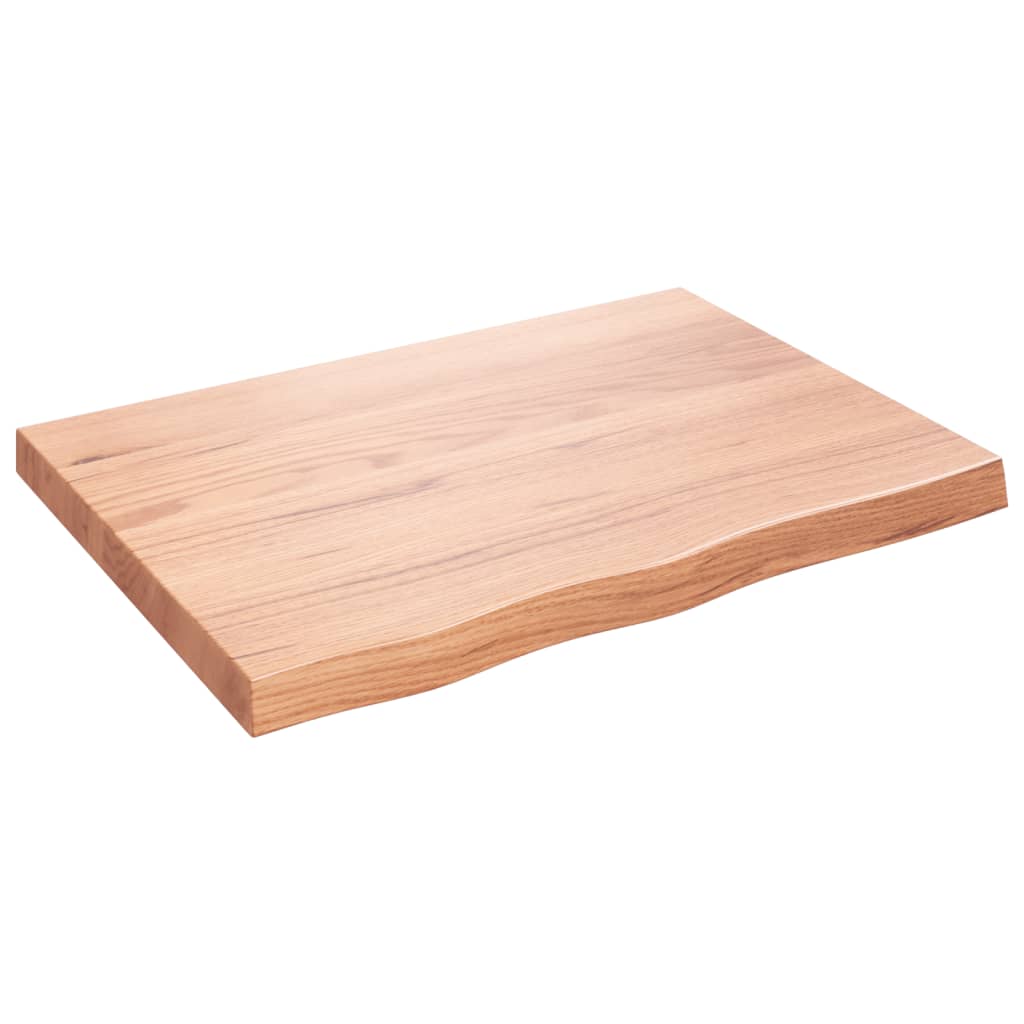 Tafelblad 80X60X(2-6) Cm Behandeld Massief Eikenhout Lichtbruin 80 x 60 x 6 cm