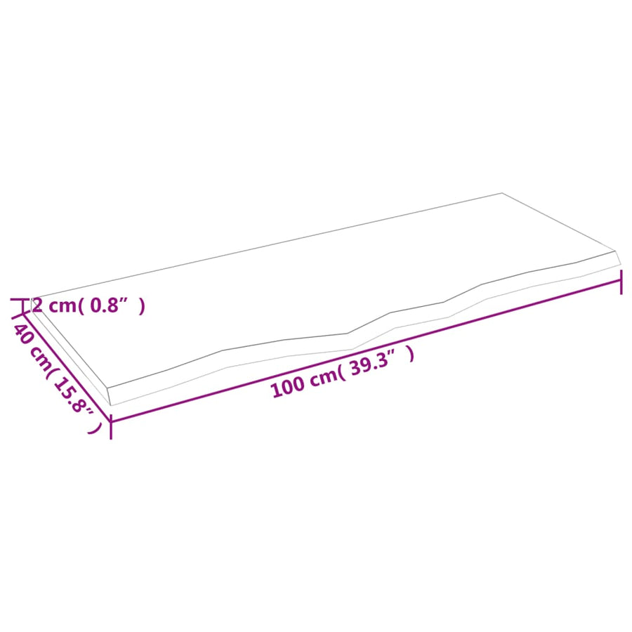 Tafelblad Behandeld Massief Eikenhout Lichtbruin 100 x 40 x 2 cm