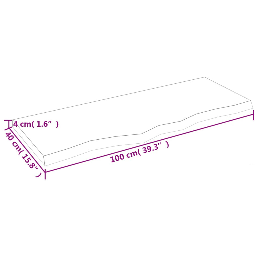 Tafelblad 00X40X(2-4)Cm Behandeld Massief Eikenhout Lichtbruin 100 x 40 x 4 cm