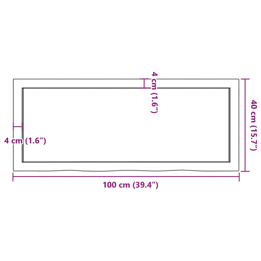 Tafelblad 100x40x(2-6)cm behandeld massief eikenhout lichtbruin