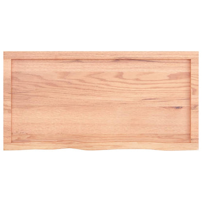 Tafelblad 00X50X(2-4)Cm Behandeld Massief Eikenhout Lichtbruin 100 x 50 x 4 cm