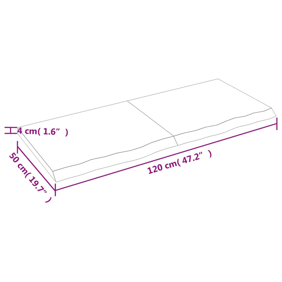 Tafelblad 20X50X(2-4)Cm Behandeld Massief Eikenhout Lichtbruin 120 x 50 x 4 cm
