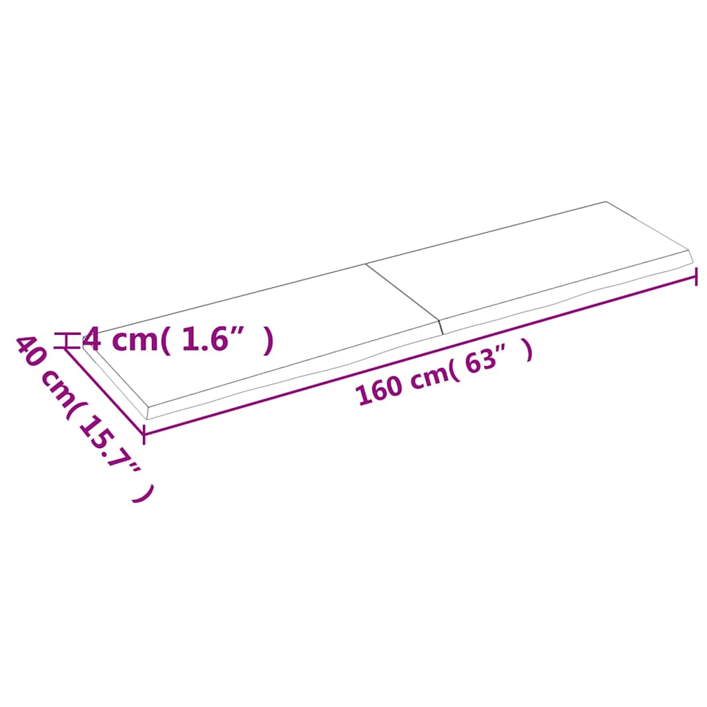 Tafelblad 160X40X(2-4)Cm Behandeld Massief Eikenhout Lichtbruin 160 x 40 x 4 cm