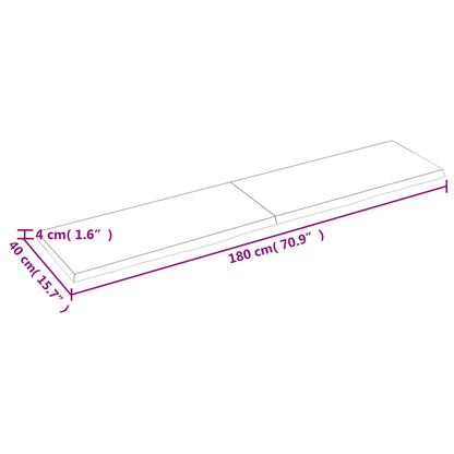 Tafelblad 180X40X(2-4)Cm Behandeld Massief Eikenhout Lichtbruin 180 x 40 x 4 cm