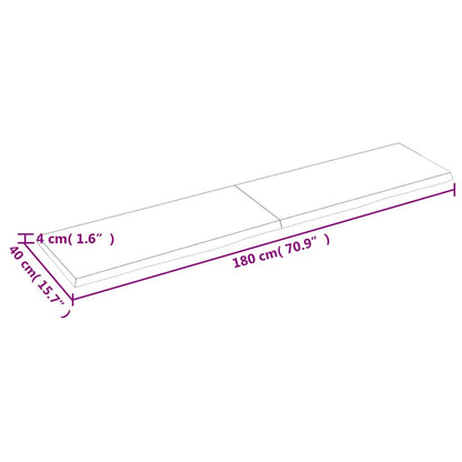 Tafelblad 180X40X(2-4)Cm Behandeld Massief Eikenhout Lichtbruin 180 x 40 x 4 cm