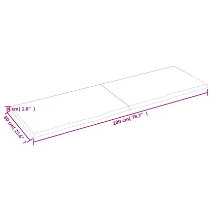 Tafelblad 200X60X(2-4)Cm Behandeld Massief Eikenhout Lichtbruin 200 x 60 x 4 cm