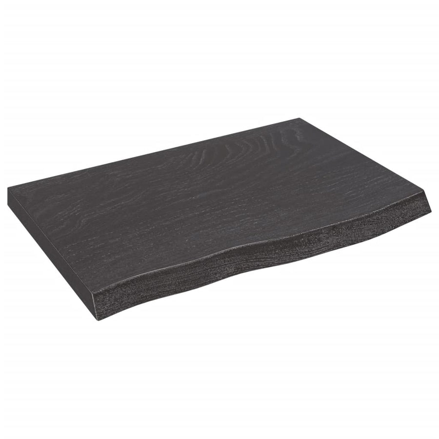 Tafelblad 60X40X(2-4)Cm Behandeld Massief Eikenhout Donkerbruin Donkergrijs 60 x 40 x 4 cm