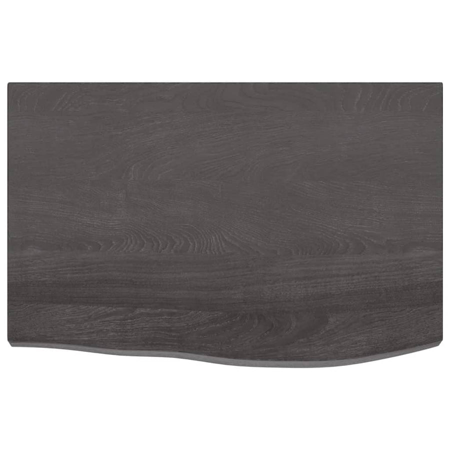 Tafelblad 60X40X(2-4)Cm Behandeld Massief Eikenhout Donkerbruin Donkergrijs 60 x 40 x 4 cm