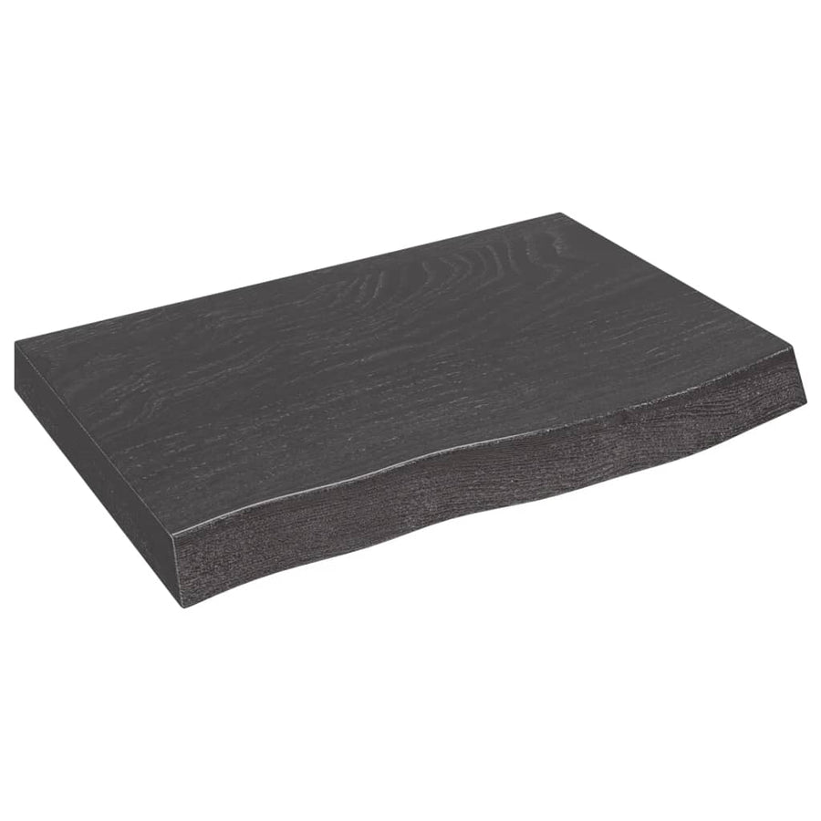 Tafelblad 60X40X(2-6)Cm Behandeld Massief Eikenhout Donkerbruin Donkergrijs 60 x 40 x 6 cm