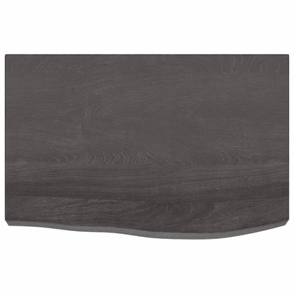 Tafelblad 60X40X(2-6)Cm Behandeld Massief Eikenhout Donkerbruin Donkergrijs 60 x 40 x 6 cm