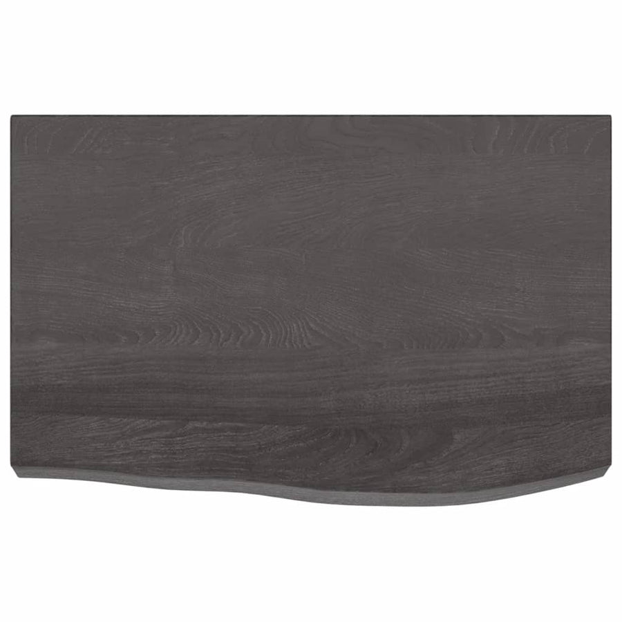 Tafelblad 60X40X(2-6)Cm Behandeld Massief Eikenhout Donkerbruin Donkergrijs 60 x 40 x 6 cm