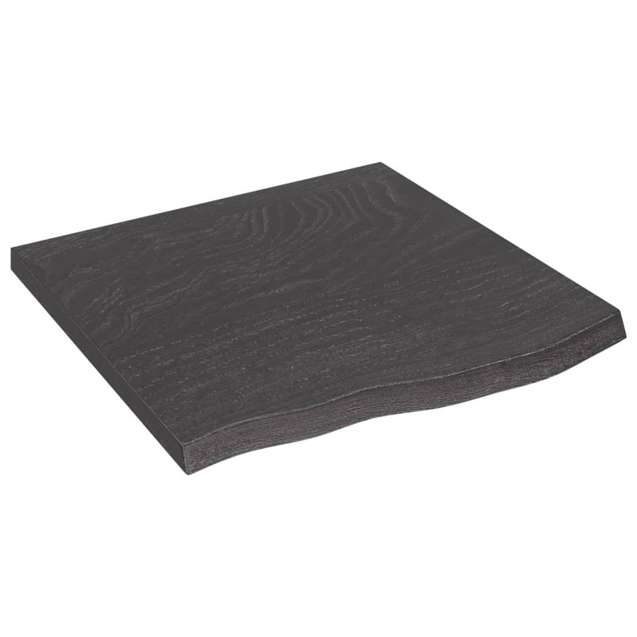 Tafelblad 60X60X(2-4)Cm Behandeld Massief Eikenhout Donkerbruin Donkergrijs 60 x 60 x 4 cm