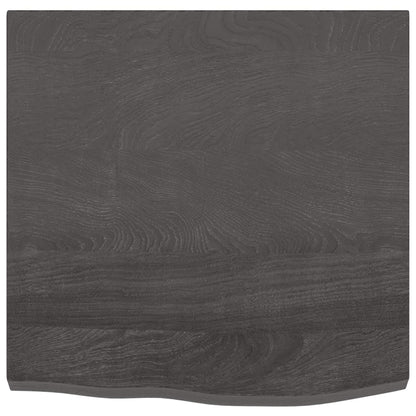 Tafelblad 60X60X(2-4)Cm Behandeld Massief Eikenhout Donkerbruin Donkergrijs 60 x 60 x 4 cm