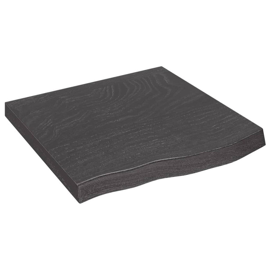 Tafelblad 60X60X(2-6)Cm Behandeld Massief Eikenhout Donkerbruin Donkergrijs 60 x 60 x 6 cm