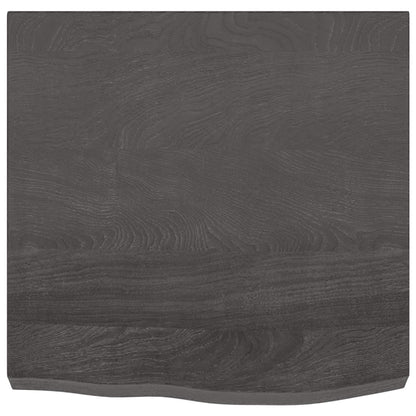 Tafelblad 60X60X(2-6)Cm Behandeld Massief Eikenhout Donkerbruin Donkergrijs 60 x 60 x 6 cm