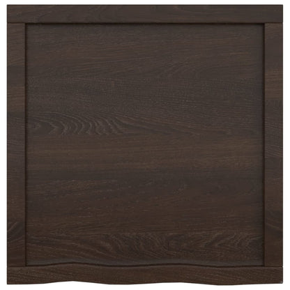 Tafelblad 60X60X(2-6)Cm Behandeld Massief Eikenhout Donkerbruin Donkergrijs 60 x 60 x 6 cm