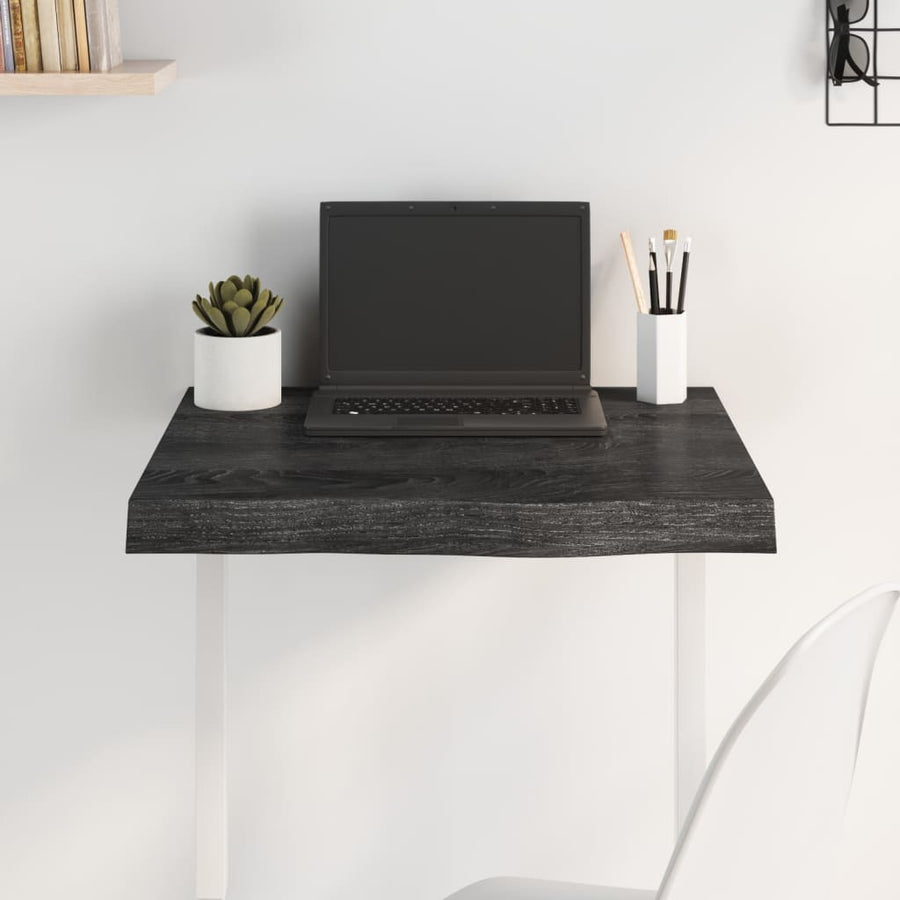 Tafelblad 60X60X(2-6)Cm Behandeld Massief Eikenhout Donkerbruin Donkergrijs 60 x 60 x 6 cm