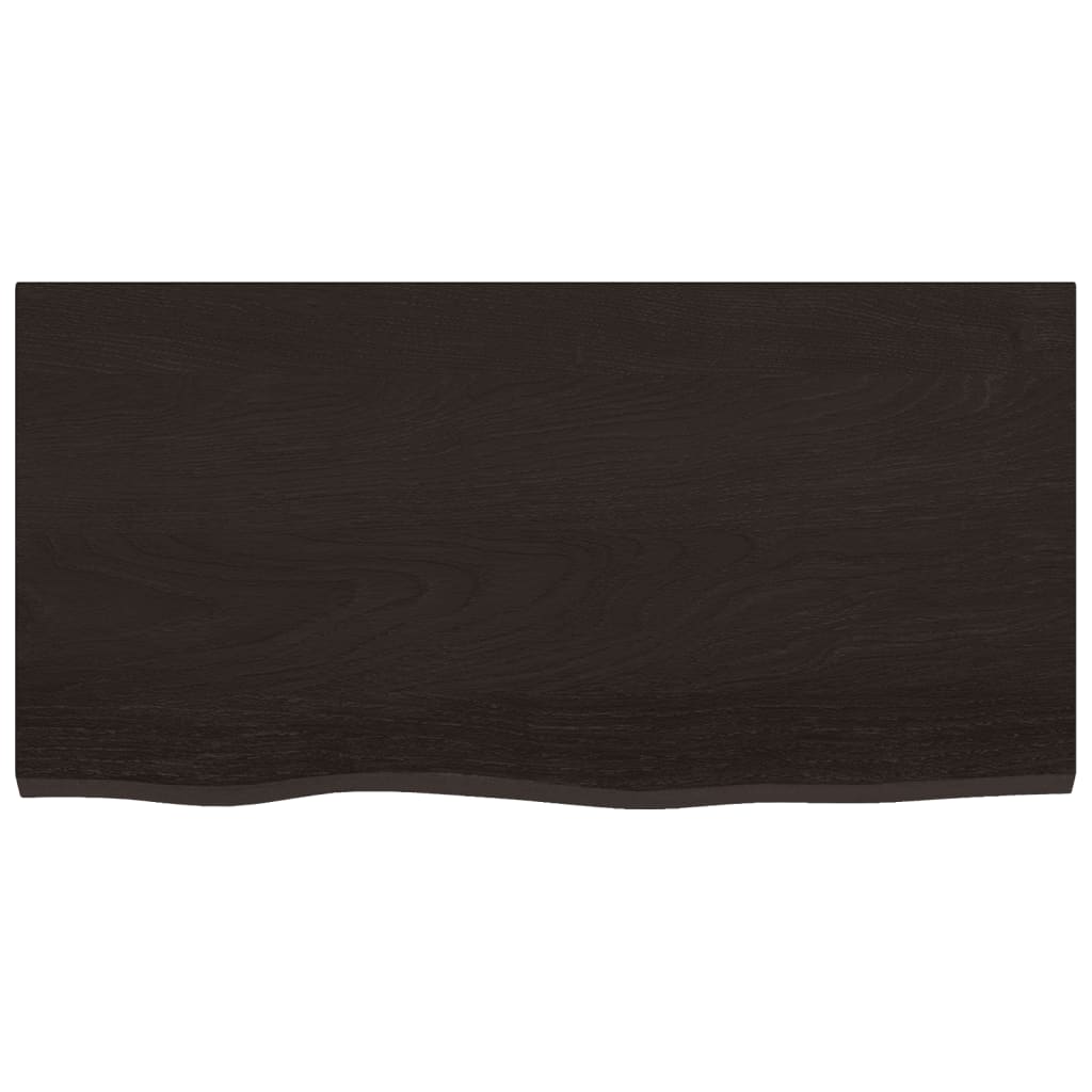 Tafelblad 80x40x2 cm behandeld massief eikenhout donkerbruin