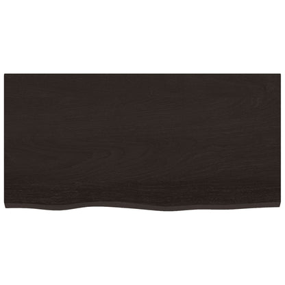 Tafelblad 80x40x2 cm behandeld massief eikenhout donkerbruin