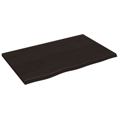 Tafelblad 80x50x2 cm behandeld massief eikenhout donkerbruin
