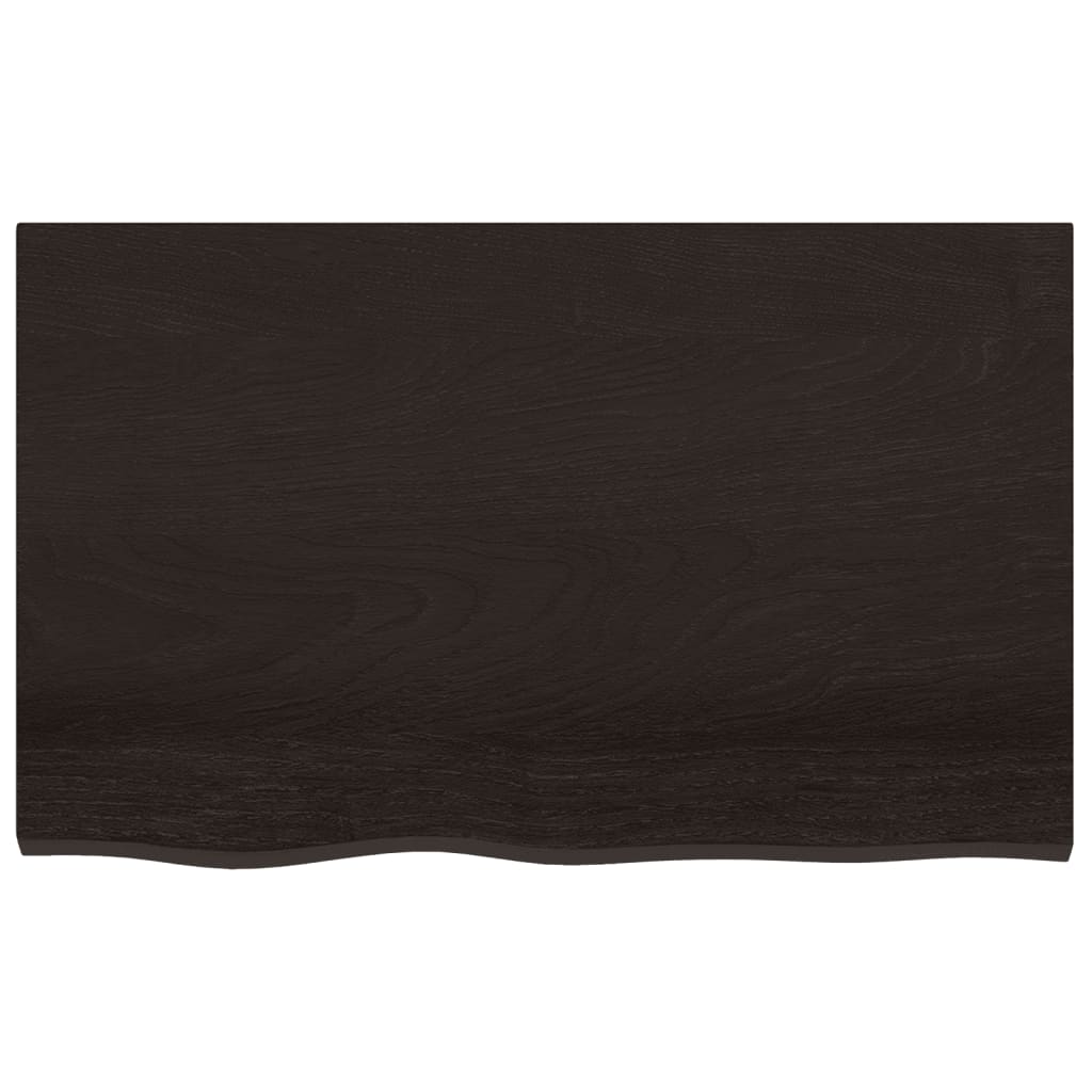 Tafelblad 80x50x2 cm behandeld massief eikenhout donkerbruin