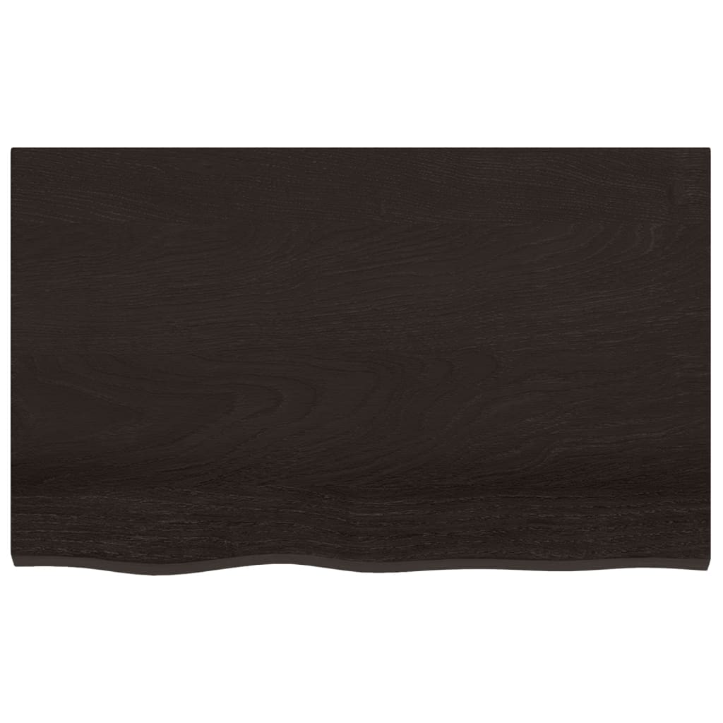 Tafelblad 80x50x(2-6)cm behandeld massief eikenhout donkerbruin