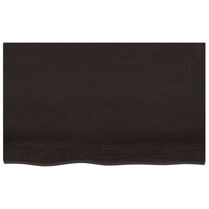 Tafelblad 80x50x(2-6)cm behandeld massief eikenhout donkerbruin
