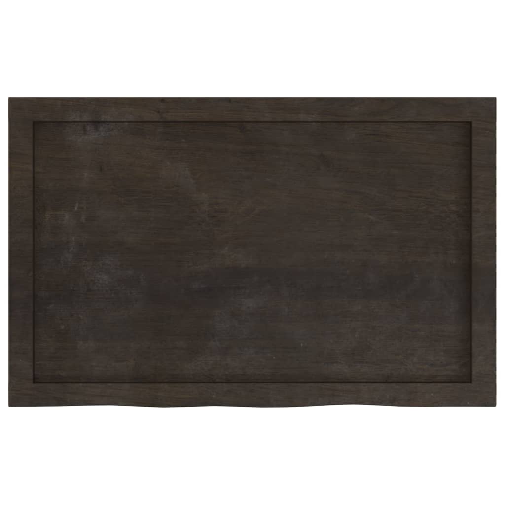 Tafelblad 80x50x(2-6)cm behandeld massief eikenhout donkerbruin