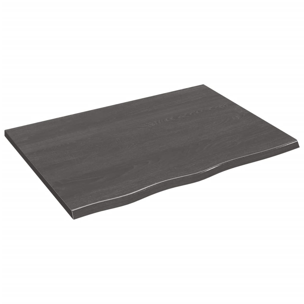 Tafelblad Behandeld Massief Eikenhout Donkerbruin Donkergrijs 80 x 60 x 2 cm
