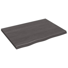 Tafelblad 80X60X(2-4)Cm Behandeld Massief Eikenhout Donkerbruin Donkergrijs 80 x 60 x 4 cm
