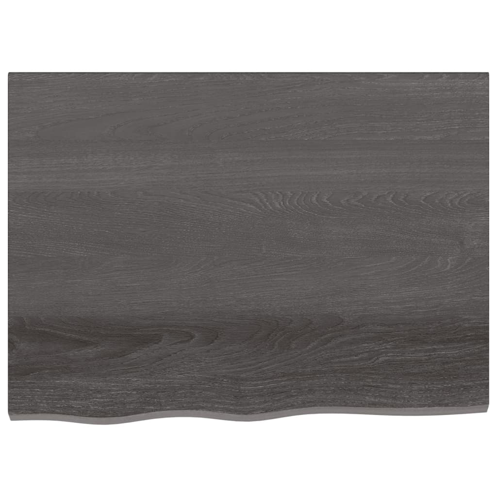 Tafelblad 80X60X(2-4)Cm Behandeld Massief Eikenhout Donkerbruin Donkergrijs 80 x 60 x 4 cm