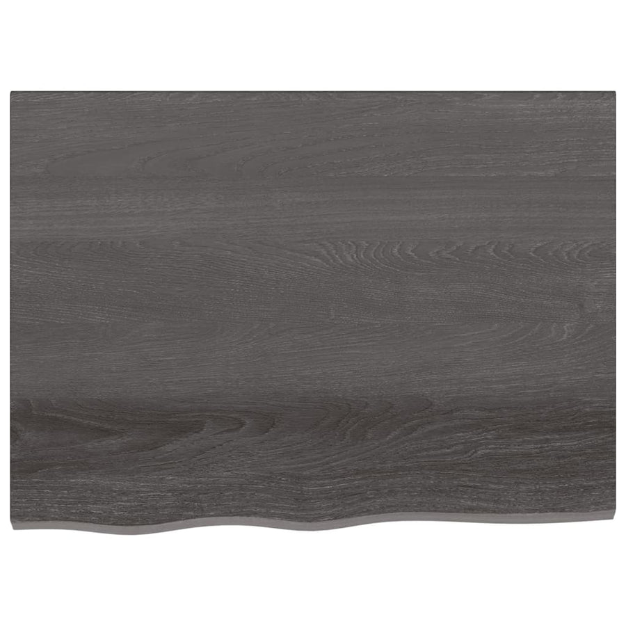 Tafelblad 80X60X(2-4)Cm Behandeld Massief Eikenhout Donkerbruin Donkergrijs 80 x 60 x 4 cm