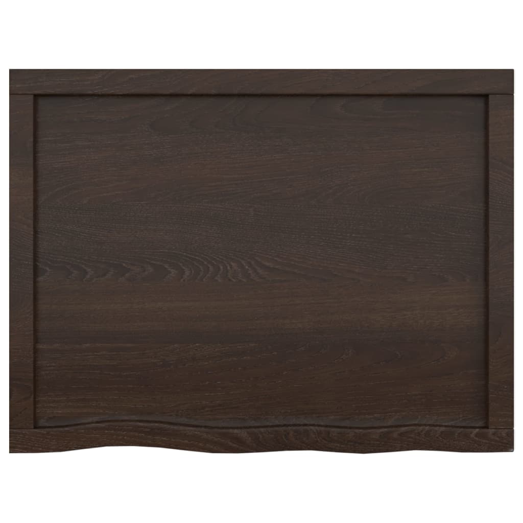Tafelblad 80X60X(2-4)Cm Behandeld Massief Eikenhout Donkerbruin Donkergrijs 80 x 60 x 4 cm