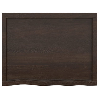 Tafelblad 80X60X(2-4)Cm Behandeld Massief Eikenhout Donkerbruin Donkergrijs 80 x 60 x 4 cm