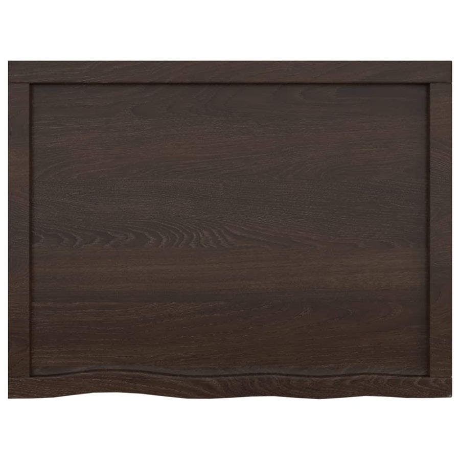 Tafelblad 80X60X(2-4)Cm Behandeld Massief Eikenhout Donkerbruin Donkergrijs 80 x 60 x 4 cm