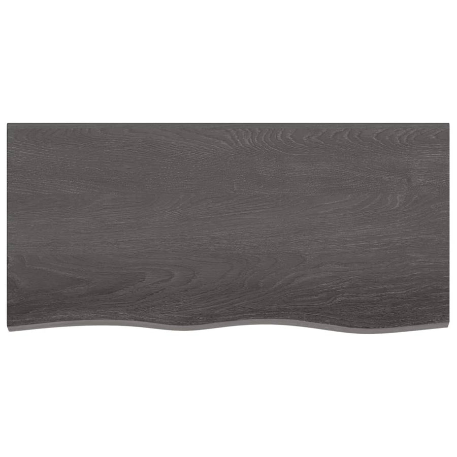 Tafelblad 00X50X(2-6)Cm Behandeld Eikenhout Donkerbruin Donkergrijs 100 x 50 x 6 cm