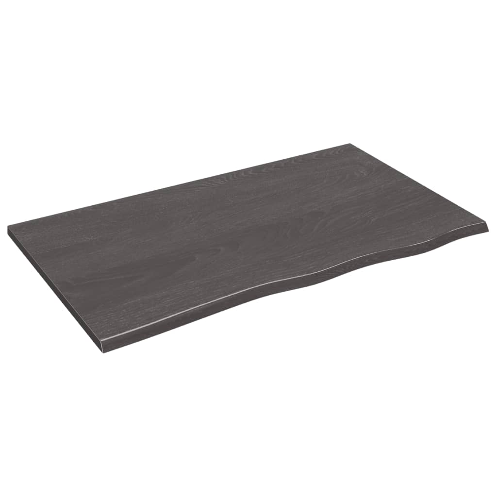 Tafelblad Behandeld Massief Eikenhout Donkerbruin Donkergrijs 100 x 60 x 2 cm