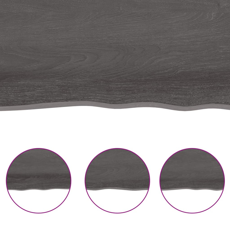 Tafelblad 20X60X(2-4)Cm Behandeld Eikenhout Donkerbruin Donkergrijs 120 x 60 x 4 cm
