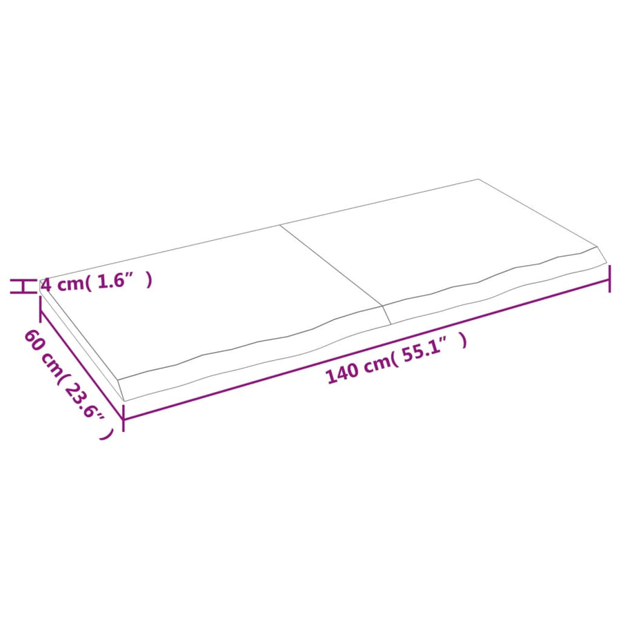 Tafelblad 40X60X(2-4)Cm Behandeld Eikenhout Donkerbruin Donkergrijs 140 x 60 x 4 cm