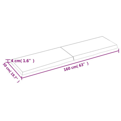 Tafelblad 60X50X(2-4)Cm Behandeld Eikenhout Donkerbruin Donkergrijs 160 x 50 x 4 cm
