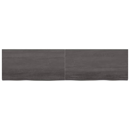 Tafelblad 200X50X(2-4)Cm Behandeld Eikenhout Donkerbruin Donkergrijs 200 x 50 x 4 cm