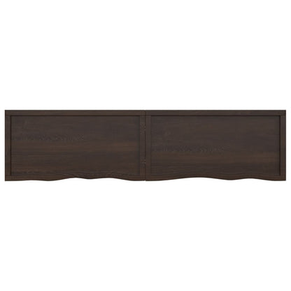 Tafelblad 200X50X(2-4)Cm Behandeld Eikenhout Donkerbruin Donkergrijs 200 x 50 x 4 cm