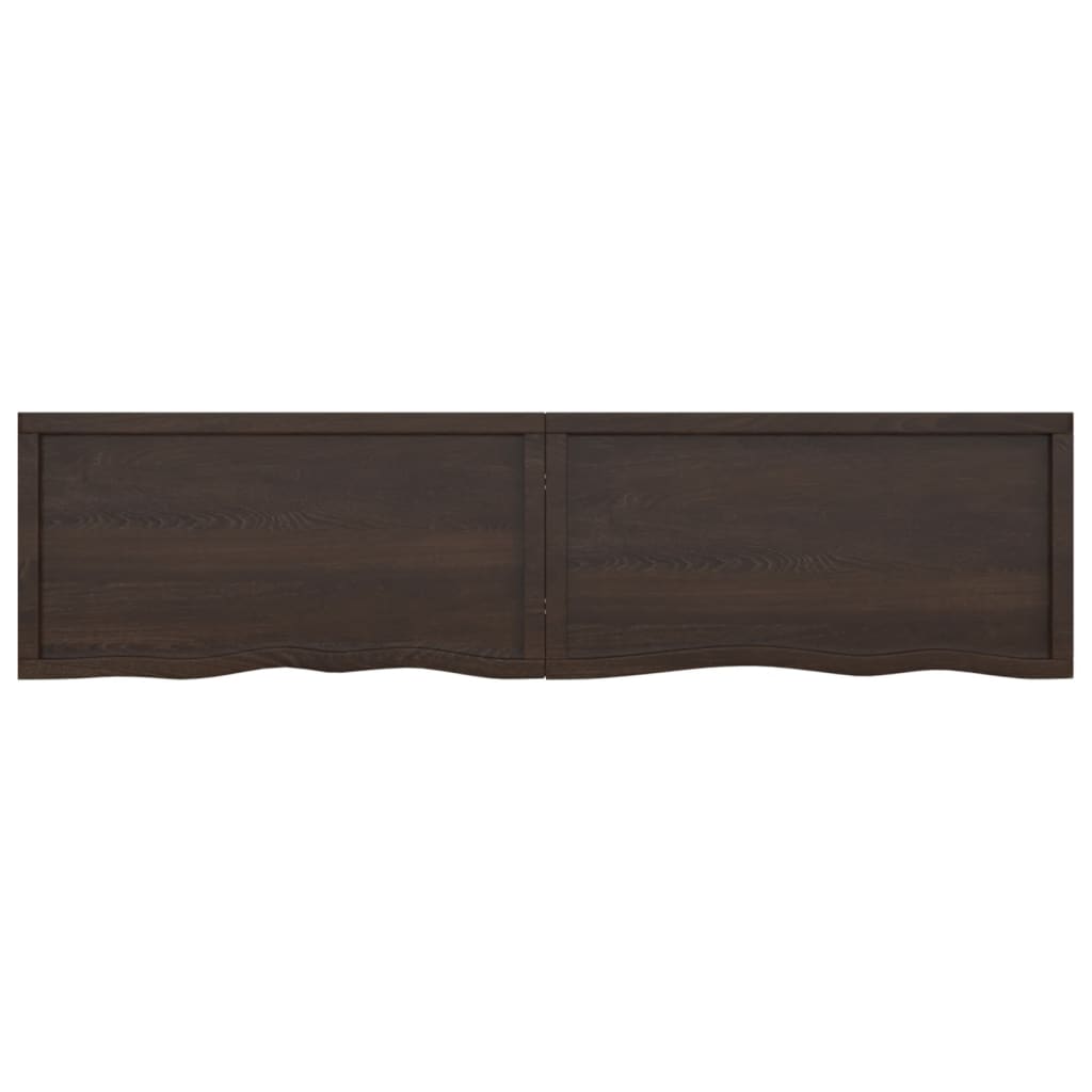 Tafelblad 200X50X(2-6)Cm Behandeld Eikenhout Donkerbruin Donkergrijs 200 x 50 x 6 cm